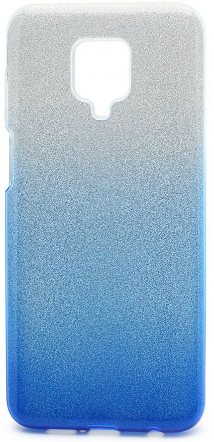 Задняя накладка FASHION для Xiaomi Redmi Note 9S/Note 9 Pro серебристо-голубой с блестками