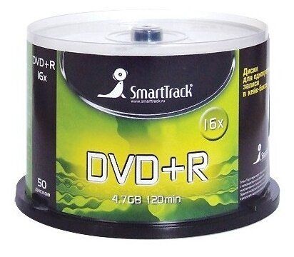 Диск DVD+R 4.7Gb Smart Track 16x Cake Box Bulk-50