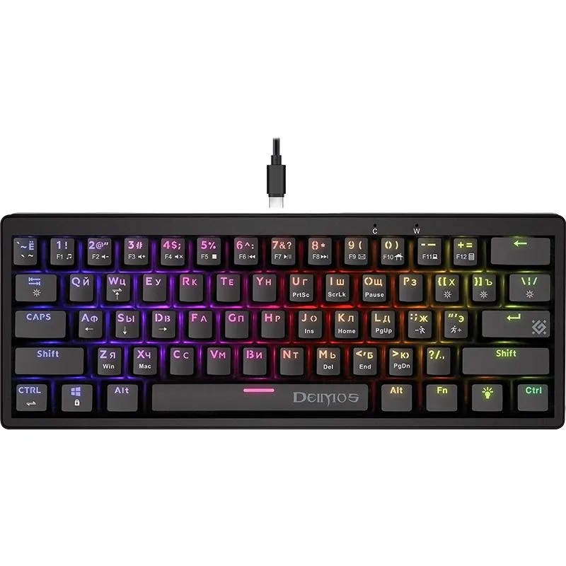 Клавиатура DEFENDER GK-303 RU, Deimos, RGB, 61кн,розов.свитчи,черн