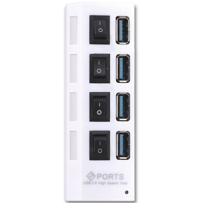 USB 3.0 хаб с выключателями, 4 порта, СуперЭконом, белый, SBHA-7304-W