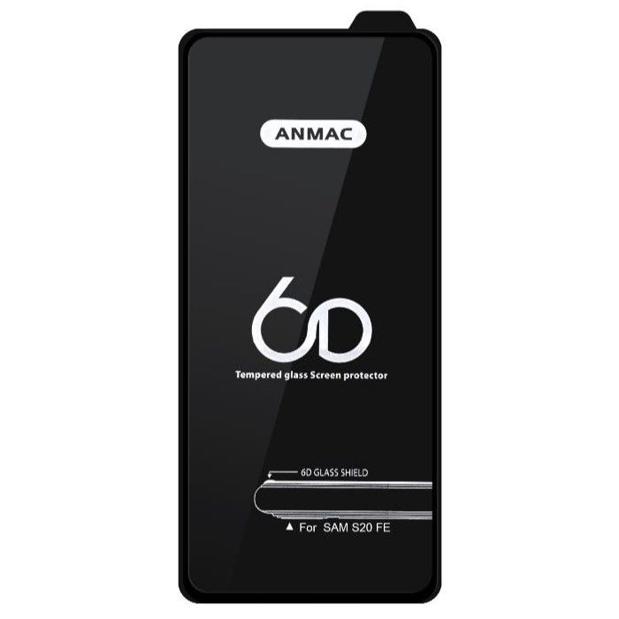 Противоударное стекло 6D ANMAC для Samsung Galaxy S20 FE Black без упаковки