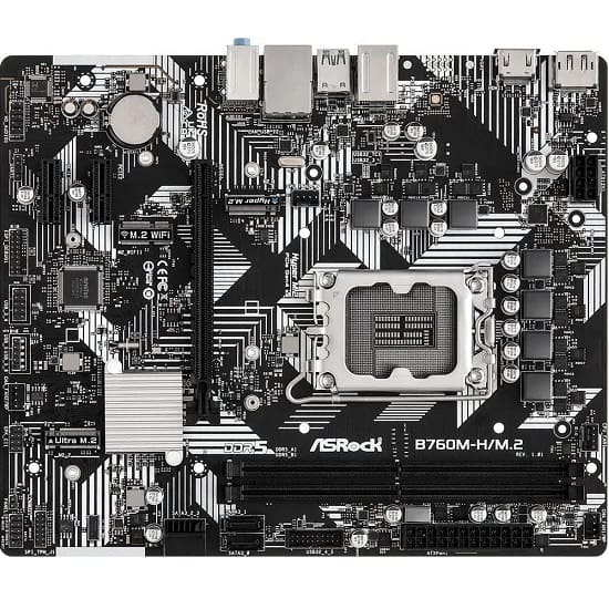 Материнская плата Asrock B760M-H DDR5 (M.2 Soc-1700 Intel B760 mATX AC`97 8ch(7.1) GbLAN RAID+HDMI+DP)
