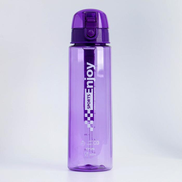 Бутылка для воды Enjoy sports, 800 мл, клик, на ремешке, фиолетовый  8х26 см 7358461
