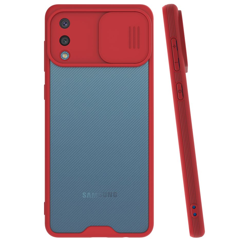 Силиконовый чехол REALM для Samsung Galaxy A02 (Красный) со слайд-камерой