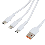 Кабель USB <--> Type-C/Lightning/microUSB  1.0м GoPower GP05-3-1 белый