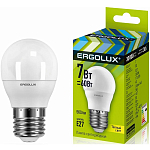 Лампа светодиодная ERGOLUX G45 7W/3000K/E27