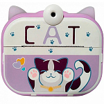 Детская камера c печатью фотографий Kid Joy, Cat Print Cam, 2,4'' HD экран, (P13) c картинкой кота, фиолетовая