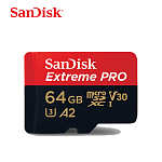 Micro SD 64Gb SanDisk Class 10 Extreme Pro A2 V30 UHS-I U3 (170 Mb/s) + адаптер SD