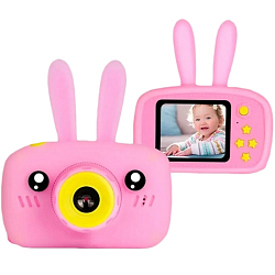 Фотоаппарат детский Hi Deer ЗАЯЦ с силиконовым чехлом , розовый