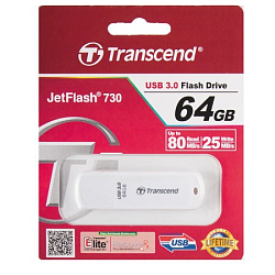 USB 64Gb Transcend JetFlash 730 White (80Mb/s-25Mb/s)