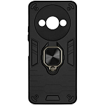 Силиконовый чехол DF для Xiaomi Redmi A3/Poco C61 DF xiArmor-10 (black) с металлической пластиной для магнитного держателя и кольцом