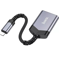Картридер HOCO UA25, серый, 8 pin - SD/TF, 480 Мбит/с, max 2TB, кабель 0.19м
