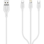 Кабель USB <-->Lightning/Type-C/microUSB  1.0м XO NB103, белый