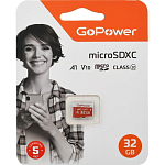 Micro SD 32Gb GoPower Class10 UHS-I (U3) 80Mb/s V10 без адаптера SD