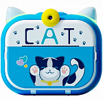 Детская камера c печатью фотографий Kid Joy, Cat Print Cam, 2,4'' HD экран, (P13) c картинкой кота, синяя