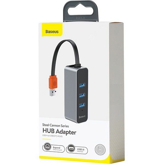 USB-Хаб BASEUS 3 USB 3.0 + RJ45 (CAHUB-AHOG)