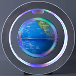 Левитирующий глобус с подсветкой в круглой рамке (D - 14см) Синий
