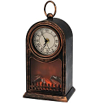 Светодиодный камин NEON-NIGHT Старинные часы с эффектом живого огня 14,7x11,7x25 см, бронза