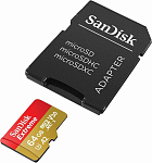 Micro SD 64Gb SanDisk Class 10 Extreme A2 V30 UHS-I U3 (160 Mb/s)  с адаптером SD