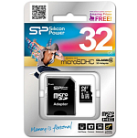 Micro SD 32GB Silicon Power Class 10 с адаптером SD
