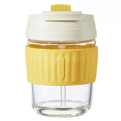 Стеклянная кофейная чашка Quange KF200 Yellow, 380ml
