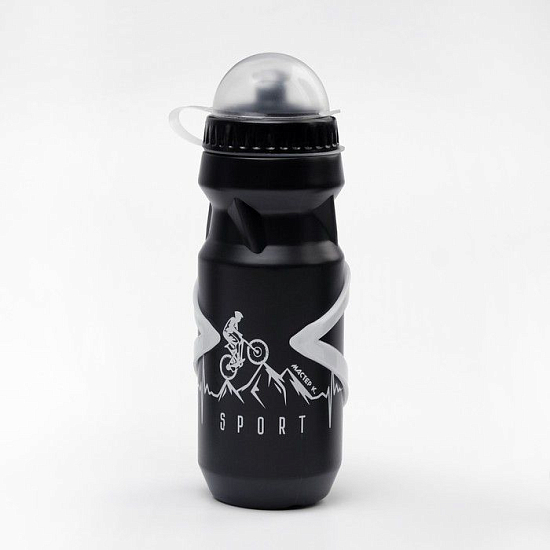 Бутылка для воды велосипедная 650 мл "Мастер К.", с креплением, чёрная   7611090