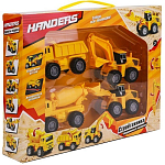 Набор HANDERS "Стройтехника" (10 см, грузовик, бетоновоз, экскаватор, погрузчик)