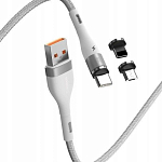 Кабель USB <--> Lightning/Type-C/microUSB  1.0м BASEUS CA1T3-B02 Zinc Magnetic, магнитный, белый