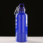Бутылка для воды 650 мл, спортивная, туристическая, с карабином, 7х22 см, синяя 1366974