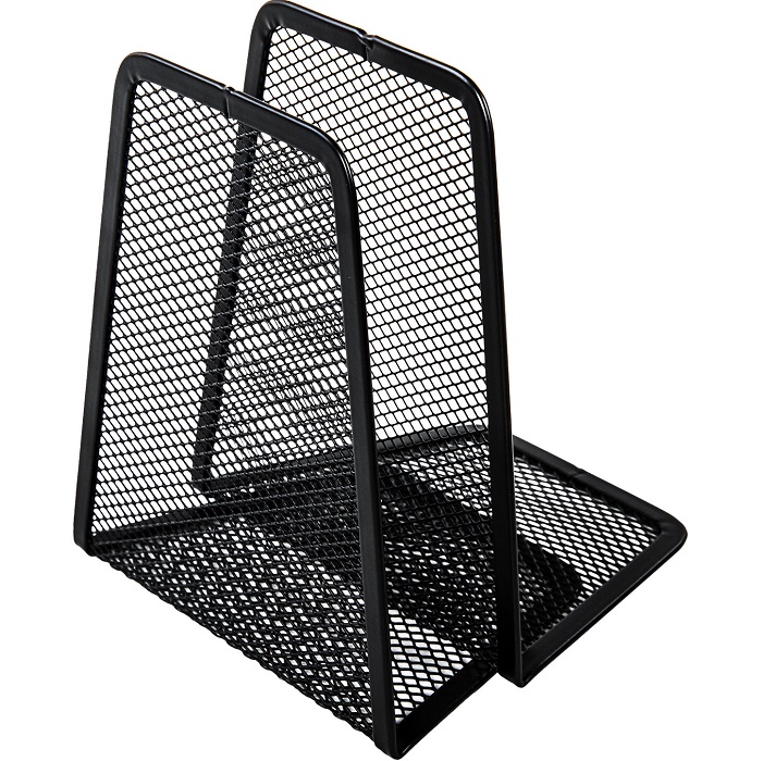 Держатель (ограничитель) подставка для книг BRAUBERG "Germanium Mesh", КОМПЛЕКТ 2 штуки, металл, 237977