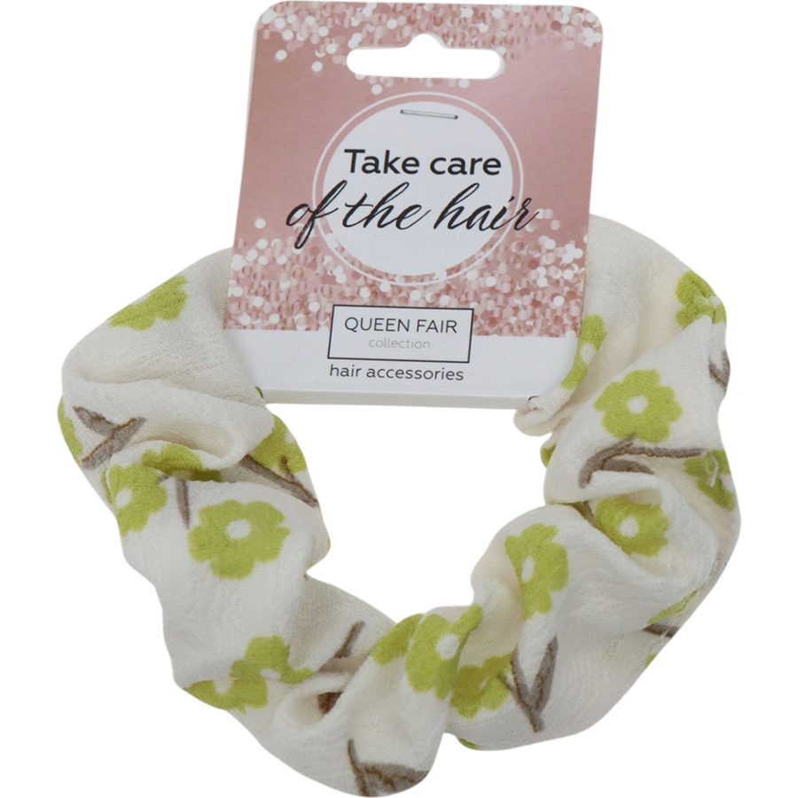 Резинка для волос QF «Орбита», цветы лето, 10 см, зелёно-белая 10691626