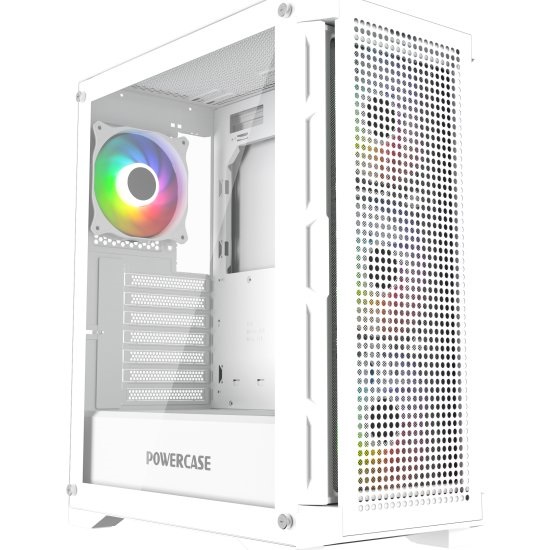 Корпус Powercase Ultimate White, Tempered Glass, ARGB fans, HUB, белый, ATX