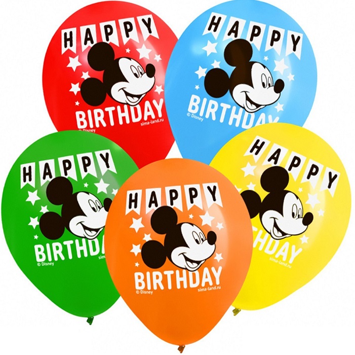 Воздушные шары Happy Birthday, Микки Маус, 12", набор 15 шт. 10582653