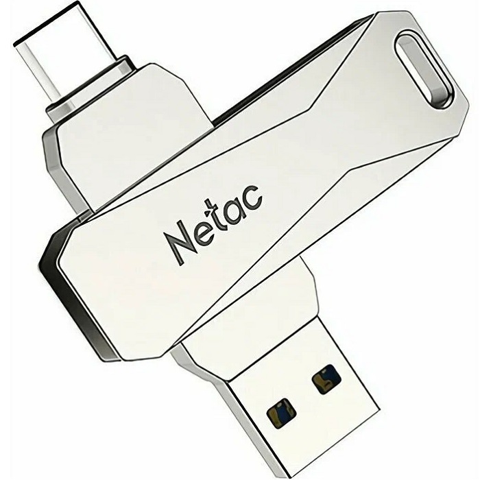 USB 128Gb Netac U782C Dual, USB + TypeC, серебро 3.0