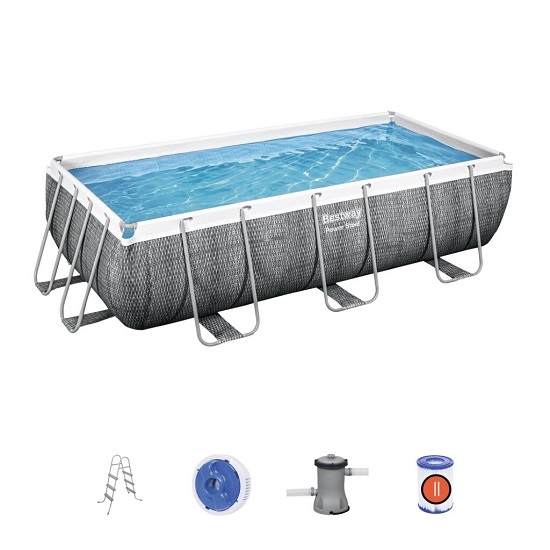 Бассейн каркасный BESTWAY 56721 Power Steel 404х201х100см, 6478л, фил.-насос 2006л/ч, лестница, попл.-дозатор