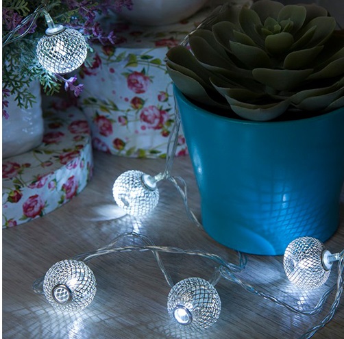 Гирлянда "Нить - с насадками" 4 м, «Шарик сетка 3 см», свечение белое, 8 режимов