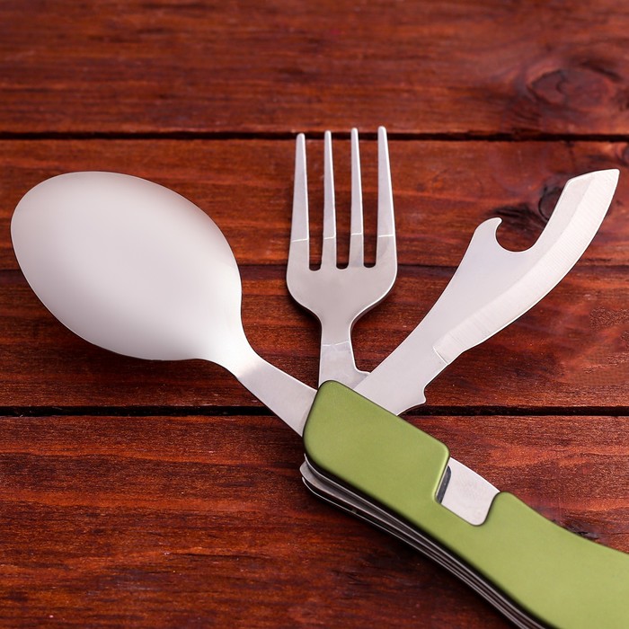 Набор туриста составной 3в1 рукоять зеленая фигурная металл 10см 1700914