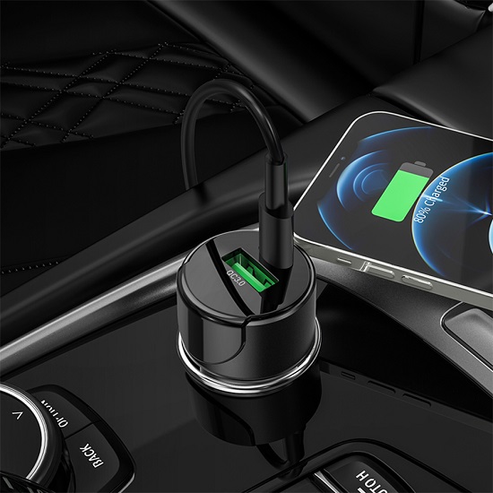Авто ЗУ 1USB/1Type-C HOCO Z42, серый, PD20W + QC3.0