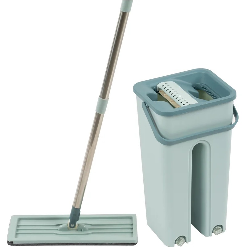 Швабра с ведром 6л Рыжий Кот Clean hands(скл120см,мех отжима,нас 11,5*31,5см/6л,2отсека,слив),310459