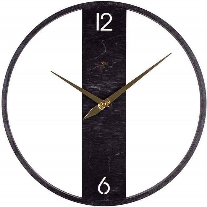 Часы настенные РУБИН "Лофт" круглые интерьерные из дерева, серый, d=37см (3737-001)