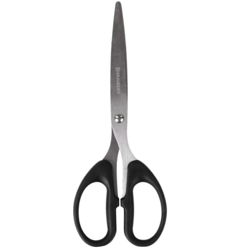 Ножницы BRAUBERG "Classic" 17,5см класс. формы, чёрные, 2-х сторонняя заточка арт.230934