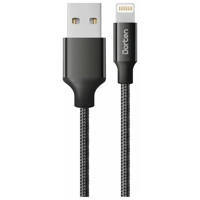 Кабель USB <--> Lightning  1.2м DORTEN DN3123010 Metallic Series (black/черный)