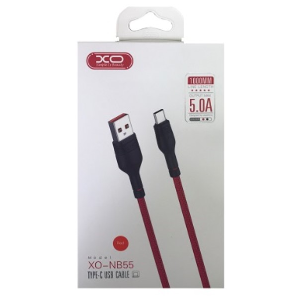 Кабель USB <--> Type-C  1.0м XO NB55 красный (5A)