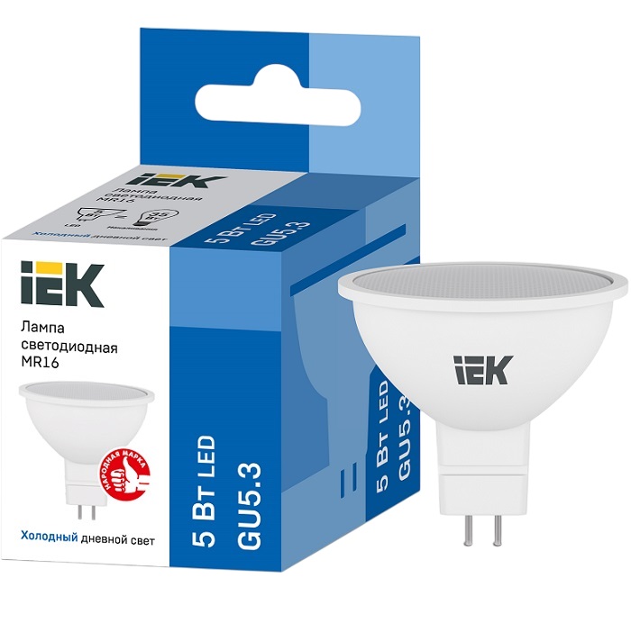 Лампа светодиодная IEK ECO MR16 5W/6500К/GU5.3