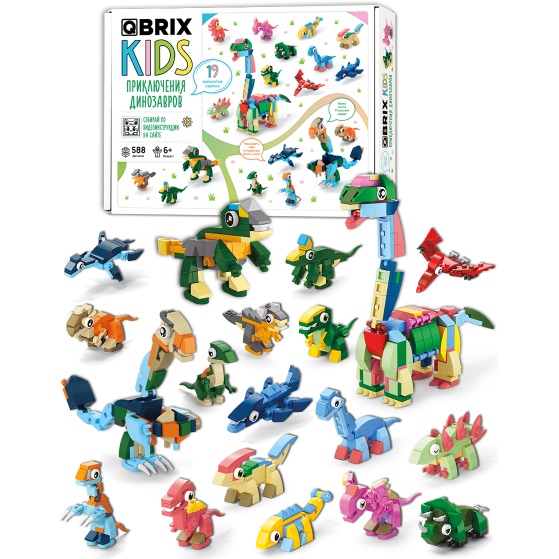 Конструктор QBRIX KIDS Приключения динозавров 16 в 3