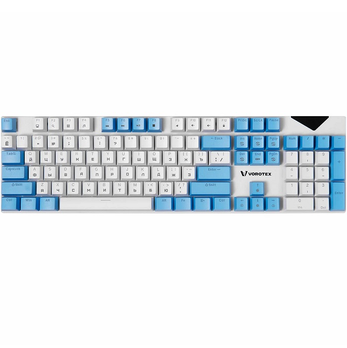 Клавиатура VOROTEX K104S Blue Switch, Белый,синий