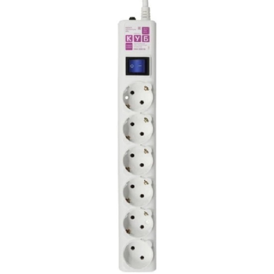 Сетевой удлинитель  5.0м POWER CUBE SPG6-A2, белый, 6 розеток, 16А, (3*1,5)