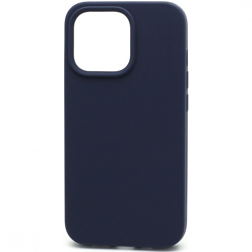 Силиконовый чехол SILICONE CASE для iPhone 14 полная защита, темно-синий (не оригинал)