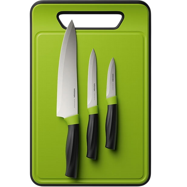 Набор ножей NADOBA серия OLIVIA (3шт с пластиковой разделочной доской)