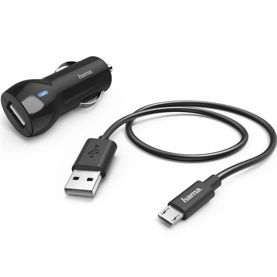 Cетевое ЗУ 1USB 2.4А HAMA H-183246, microUSB, чёрный